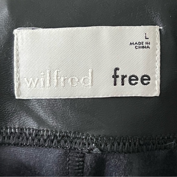 Aritzia Wilfred Free Daria Pant Faux Vegan Leather Black High Rise SZ Large Tall - Picture 6 of 11